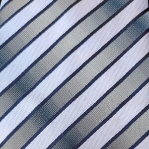 WOLCZANKA $125 Blue Navy Grey White Silk Hand Made in Italy Diagonal Striped Tie